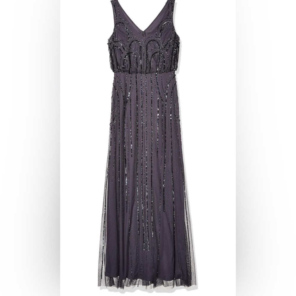 Adrianna Papell Women's Blouson Beaded Art Nouveau Dress Size 4